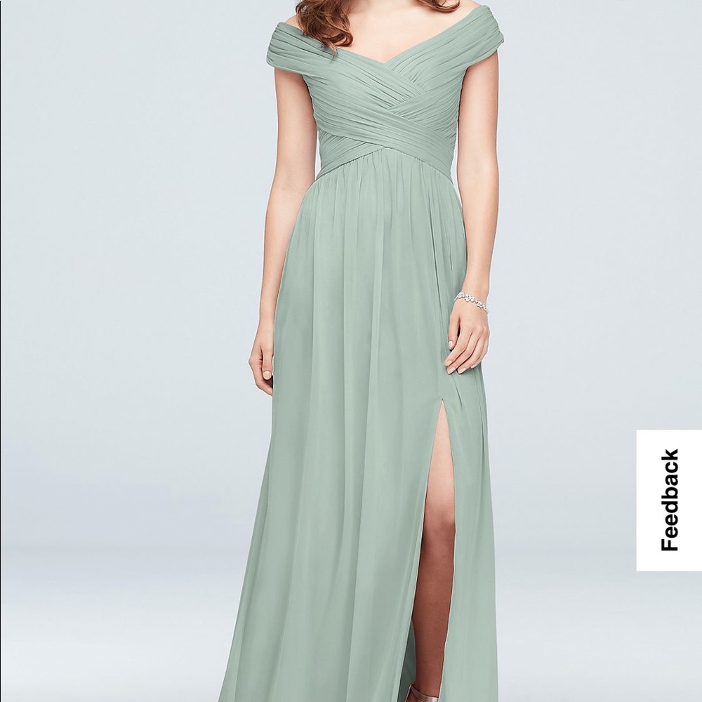 David’s Bridal NWT dusty sage bridesmaid dress, wedding, mint, light green, MOH